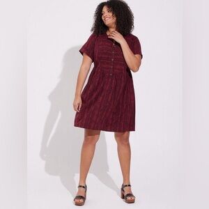 EUC Torrid Mini Rayon Slub Button Front Fit N Flare Dress Size 5X